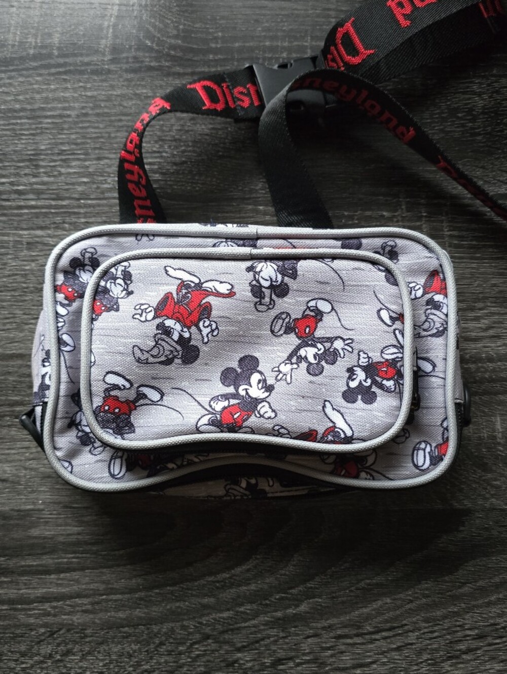Disney Mickey Mouse Belt Bag Small Gray Fanny Pack Walt Disney World